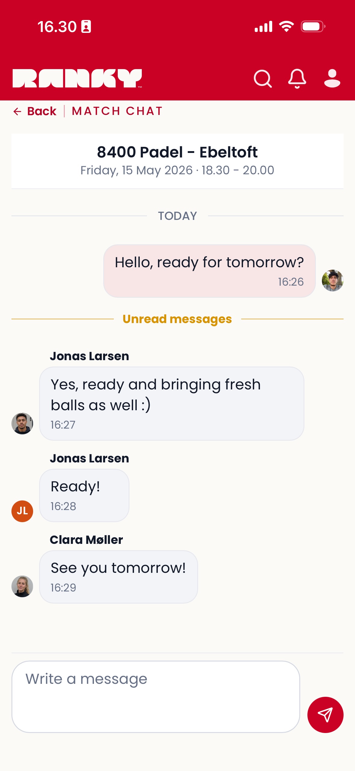 Match chat inside Ranky